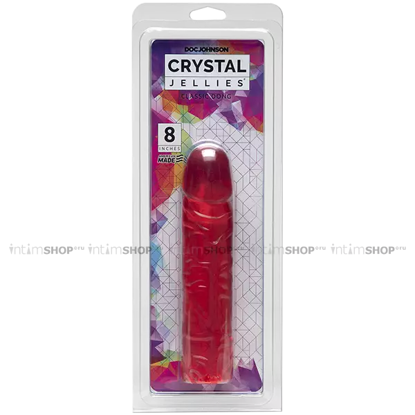 Фаллоимитатор Doc Johnson Crystal Jellies Classic Dong 19.7 см, розовый